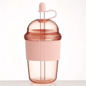 630ML Heat-Resistant Boba Tea Straw Cup Large Capacity Coffee Milk Tea Water Bottle with Lid Plastic Tumbler for Milk Tea & Boba
