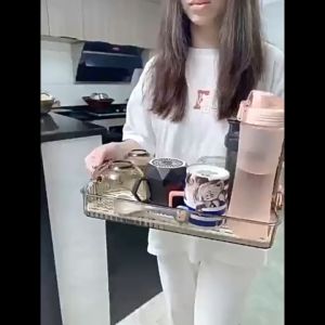 Khay úp ly cốc 2 lớp có tay cầm làm từ nhựa nguyên sinh PET