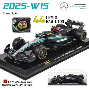 Mô Hình Xe Bburago Tỷ Lệ 1:24 Đội Đua Mercedes-AMG F1 2024 # 44 Lewis Hamilton & # Mô Hình Xe Hơi Hợp Kim George Russell 63 Dành Cho Sưu Tập