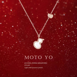 999 Pure Silver Gourd Necklace for Women Luxury Minimalist High-End White Mother of Pearl Pendant Clavicle Chain New Year Gift