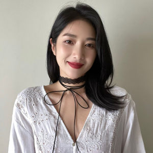 Spring Summer Versatile Long Lace Scarf Necklace Layering Design Neck Strap Decorative Pure Color Rectangular Silk Scarf for Women