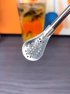 Sedotan Sendok 2in1 Stainless Steel Food Grade 2 In 1 / Spoon & Straw Stainless / Sedotan Sendok 2 In 1 / Set Sendok Sedotan Saringan