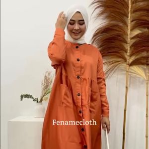 Fashion muslim wanita lebaran Midi dress Putri lengan panjang terbaru