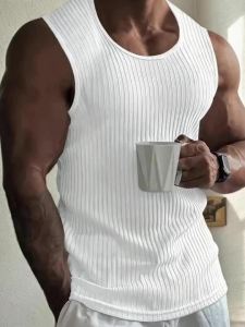 Áo Ba Lỗ Nam Cổ Tròn Kẻ Sọc Tập Gym Áo Tập Thể Thao Áo Lót Thể Thao