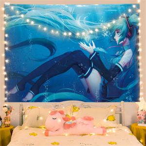 VIKAMA Anime Girl Tapestry Summer Manga Style Wall Hanging Aesthetic Bedroom Dorm Decor Live Stream Background Decoration