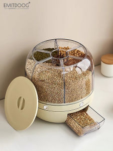 Multi-Grain Rice Storage Box Kitchen Rotatable Divided Sealed Moisture-Proof Pest-Resistant Container for Home Storage