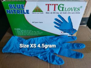 Găng Tay Nitrile Xanh Cao Cấp Không Bột TT Gloves 4.5gram. Bao Tay Y Tế Không Bột Loại Dày