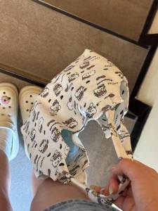 Versatile Floral Print Vest Bag Handbag Commuter Shoulder Bag Womens Summer Tote Bag Youth Daily Use Zipper Closure Cartoon Pattern