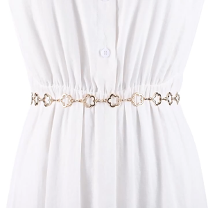 Heabety  ลดราคาด่วนทำจากโลหะกลวงดอกไม้สายโซ่สำหรับตกแต่งชุดเสื้อเชิ้ตสตรีเข็มขัดสร้อยคาดลำตัว