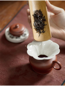 Small Caliber Tea Pot Funnel Ceramic Tea Brewing Accessories Gongfu Tea Set Tea Leaf Funnel Tea Insertion Device Traditional Chinese Style