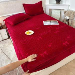 Bộ Ga Gối Nỉ Nhung Min Min Thiết Kế Hoạ Tiết Vẫn Chìm Nơ Có Thể Bọc Đệm Lên Đến 30cm