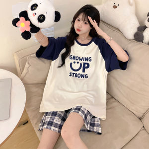 Miiow | Cat Lady Summer Pajamas Set Womens New 2025 With Chest Pad Short Sleeve Shorts Home Clothes Cute Cartoon Student Ensemble