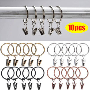 10pcs/pack Curtain Ring Rod Clip Anti-rust Retro Metal Shower Curtain Ring Clip Home Accessories