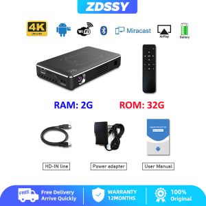 ZDSSY P10II หน้าจอ DLP 150ลูเมน3D 200นิ้วมินิ4K พกพาได้เครื่องฉายเหนือศีรษะแอนดรอยด์9.0คู่2.4G 5G Wi-Fi BT4.1อัจฉริยะโปรเจคเตอร์ความชัดสูงเต็มที่1080P บีมเมอร์วิดีโอเกมพร้อมพอร์ต USB