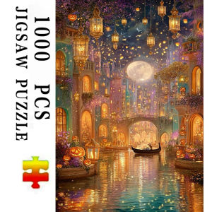 Castle Boat Night Jigsaw Puzzle 500/1000/1200/2000PCS Romantic Scene Focus Activity Leisure Time Gift