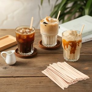 100 Extra-Long Solid Wood Stirring Sticks Coffee Stirring Sticks 7.5inch (Approximately 19cm) Disposable Birch Wood Coffee/Drink Stirrers