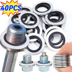 40PCS M16 Aluminium Alloy Rubber Gasket Car Oil Sump Drain Plug Sealing Gaskets Rings Washer For Renault Clio Duster Espace Fluence