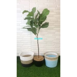 Pohon Artificial Tanaman Plastik Ketapang T120 X3 Latex Cover Pot Seagrass Handle Dekorasi Ruang Kantor Aesthetic