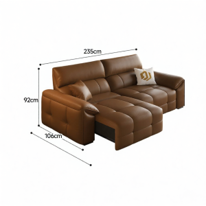 Electric Multi-Function Zero-Wall Top-Grain Leather Sofa Bed