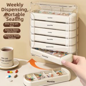 NAIFUNA | 7-day Pill Organizer with 3 Times Daily Reminder Carryable Medication Box