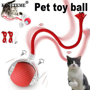 KEBETEME ของเล่นหยอกแมวอัติโนมัติไฟฟ้าอัจฉริยะซุปเปอร์ไดร์ฟเคลื่อนไหวลูกกลิ้งแมวสัตว์เลี้ยง USB ฝึกสัตว์เลี้ยง