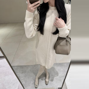 SENWA | Grey Knit Sweater Dress Winter Elegance French Style Innerwear