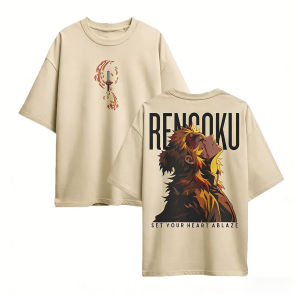 Bandai | Demon Slayer Rengoku Anime T Shirt Men Women pure Cotton Short Sleeve 2026 New Summer Casual Graphic Tee Streetwear Cosplay