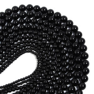 1 Strand Black Glass Round Beads 4/6/8/10/12mm Smooth Loose Spacer Bead for Jewelry Making DIY Handmade Charm Bracelets Necklace