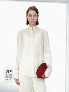 Elaborate Beads Chinese Style Mandarin Collar Womens Shirt