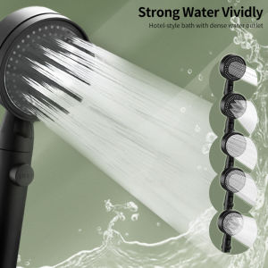 Shower Head ABS High Pressure ShowerOne-button Water Stop Shower Head 5 Modes Adjustable Shower HeadWater Saving Shower Handheld Rain Shower for Bathroom