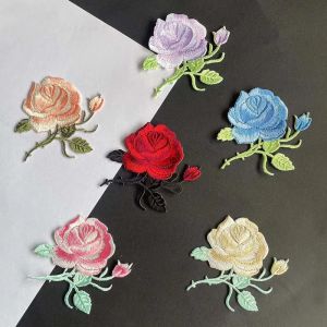 8.5*8CM/Fabric Flower Applique Patch Thermocollant Clothes StickersRose Embroidery Iron On Patches Decoration for ClothingJean