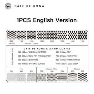 CAFEDE KONA Grind Reference Card 200-1700um Ground Coffee Coffee Tool Conversion Card For Common Brewing Related Conversions