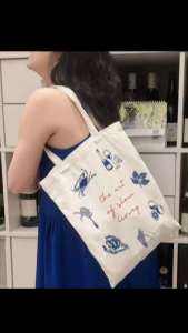 CUSTOM Canvas Tote Bag Print LOGO Personalised Customize Tuition Student Shoulder Beg Cetak