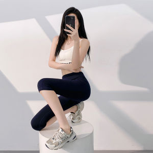 ใหม่ 2024 การปั่นจักรยานออกกําลังกายกลางแจ้ง กางเกง โยคะวิ่งหกจุด ยืดได้ ขนาดใหญ่ Butt-lifting กางเกง Sports Sensation