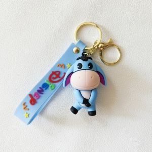 Winnie The Pooh Keychain Cute Bag Decoration Cartoon Couple Silicone Doll Piglet Tigger Eeyore Car Keyring Festival Gifts