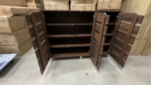 Flexidesignx YUMI 3 Door Shoe Rack No Smell 20 Shoes Walnut/Natural Free Delivery