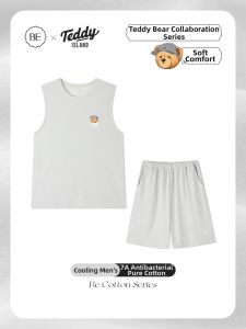 BE | Cotton Mens Summer Pajamas Vest Shorts Set