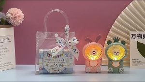 Quạt Mini Cầm Tay Để Bàn Mẫu Tai Thỏ Họa Tiết Hoạt Hình Dễ Thương 2023