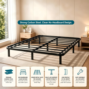Metal Bed Frame Royal Minimalist Iron Bed Frame Premium High Load Bearing Single/Double/Queen Bed Sturdy