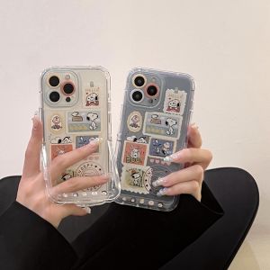 Cute Cartoon Dog Phone Case Transparent Protective Cover for  13 pro Max 12 11  Style Snickers 16 pro Max 17 Air