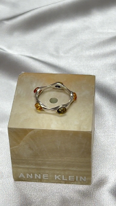 MILLENNE Multifaceted Baltic Amber Multi-Tone Wavy Silver Ring with 925 Sterling Silver (MLP-01)