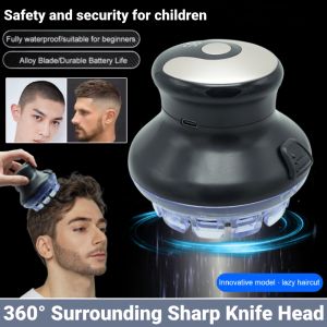 Mens Electric Hair Clipper Fully Automatic Flying Saucer Hairdresser Waterproof Low Noise Hair Trimmer USB Charging 全自动理发器