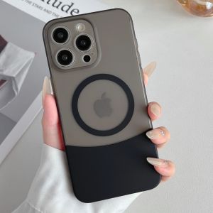 Hit Color Bumper Detachable For Magsafe Case For iPhone 16 15 14 13 12 11 Pro Plus Max 2 IN 1 Frosted Magnetic Hard Back Cover