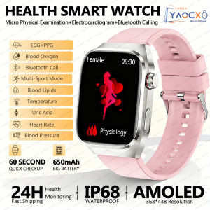 2026 New Nursing Grade Uric Acid Blood Lipids Smart Watch Men ECG+PPG Blood Pressure Heart Rate Bluetooth Call Health Smartwatch