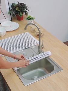 Insulation Rollable Drainage Stainless Steel Kitchen Shelf
