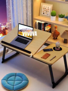 Bàn Làm Việc & Học Tập Gấp Gọn - 5 Mức Điều Chỉnh Khay Đựng Ly Thiết Kế Đa Năng Cho Laptop Và Sách Vở