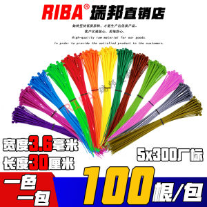 Colorful Nylon Disposable Binding Tape Blue Yellow Red Green Office Cabling Ties 300mm Length Pack of 100