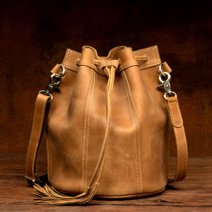 Mantime | Slow Time Handmade Retro Leather Bucket Bag Large Capacity