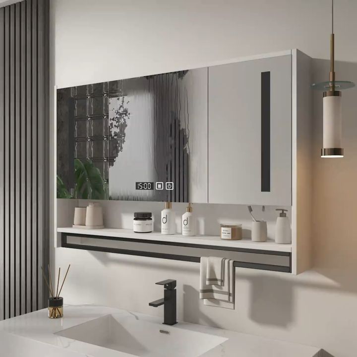 Smart Mirror Cabinet Bathroom Wall -mounted Intelligent Led Light Anti