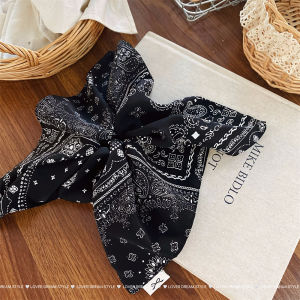 Loof Dream New Fashionable High Quality Fabric Hair Ties Dark Color Patterned Large Bow Hair Accessories Stylish Headwear